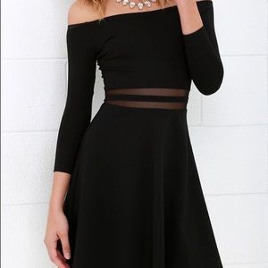 Lulu’s black off the shoulder dress